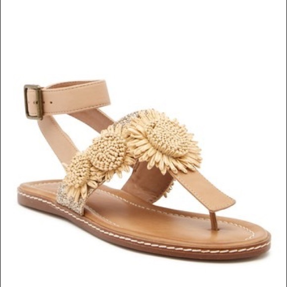 Nude Bohemian Goddess Sunflower Leather Sandals - Picture 2 of 5